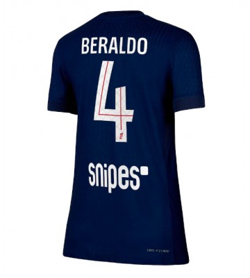 Paris Saint-Germain Lucas Beraldo #4 Hjemmebanetrøje Dame 2025-26 Kortærmet
